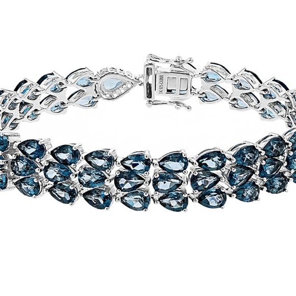 Genuine London Blue Topaz 💙 & White Topaz Bracelet in Sterling Silver! - Picture 3 of 6
